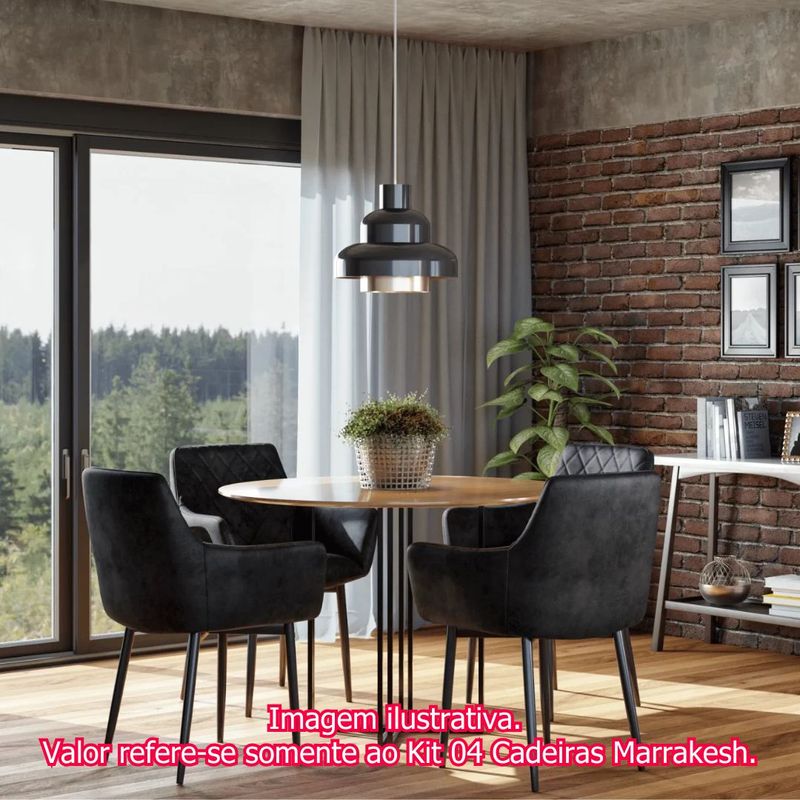 Kit04CadeirasMarrakeshCorinoPretoBaseAcoPreto76548