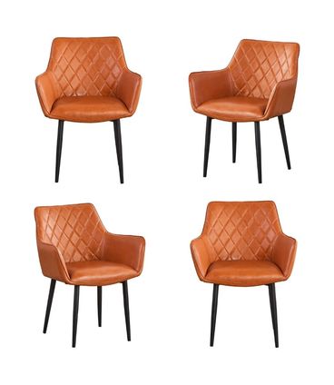 Kit 04 Cadeiras Marrakesh Corino Caramelo Base Aço Preto - 76549
