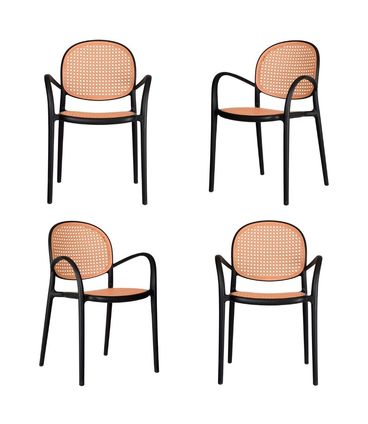 Kit 04 Cadeiras Portofino Polipropileno Preto - 76560