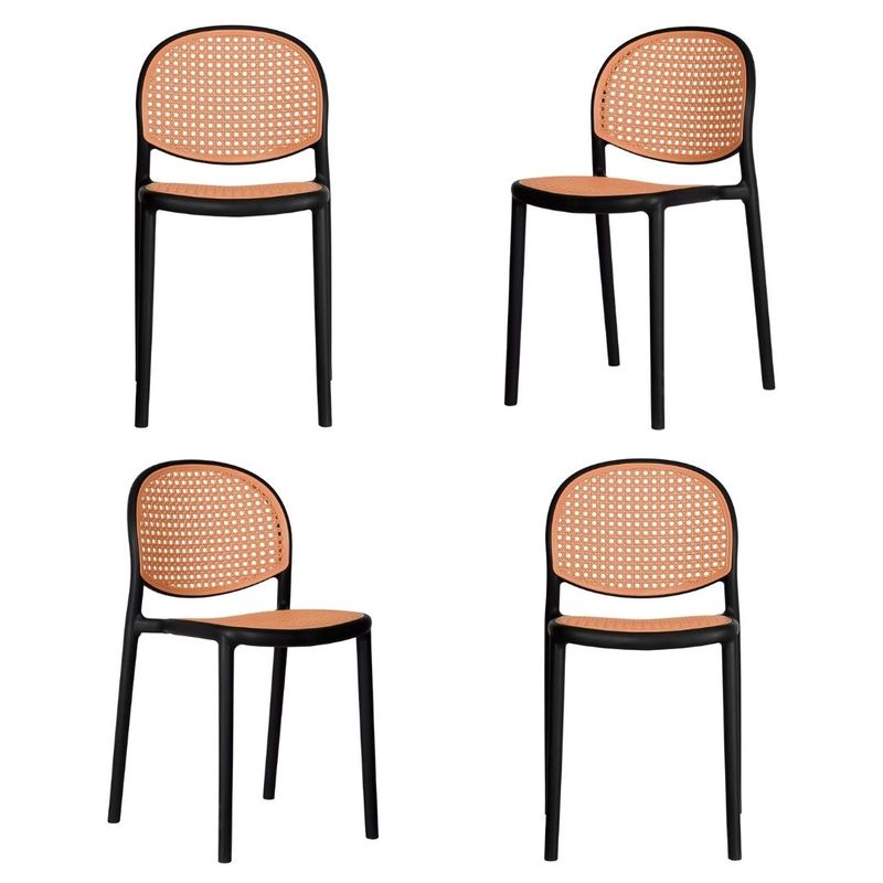 Kit 04 Cadeiras Positano Polipropileno Preto - 76563 76563