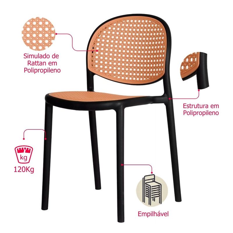 Kit 04 Cadeiras Positano Polipropileno Preto - 76563 76563