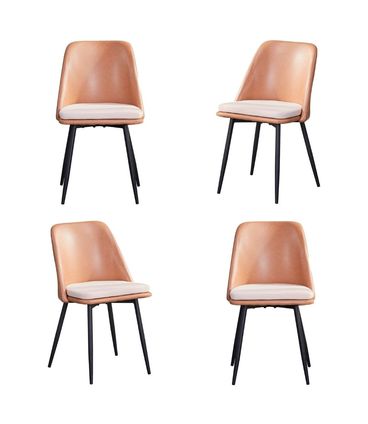 Kit 04 Cadeiras Quebec Corino Caramelo Base Aço - 76571