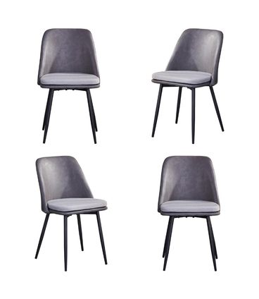 Kit 04 Cadeiras Quebec Corino Grafite Base Aço - 76572