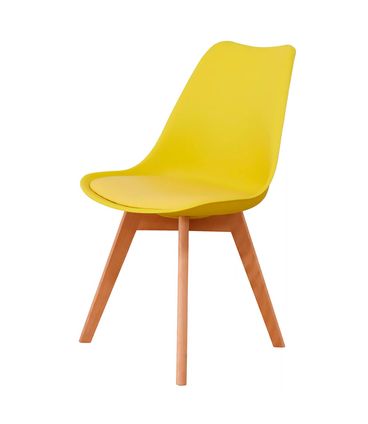 Kit 04 Cadeiras Siena Amarelo Base Madeira Natural - 76574