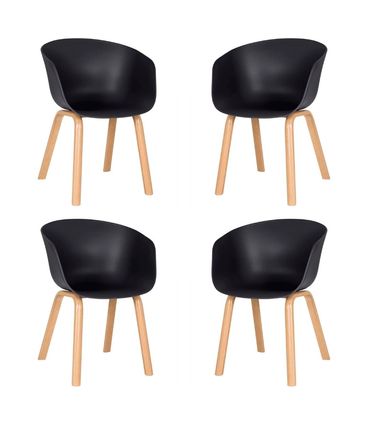 Kit 04 Cadeiras Toledo Preto Base Aço - 76575