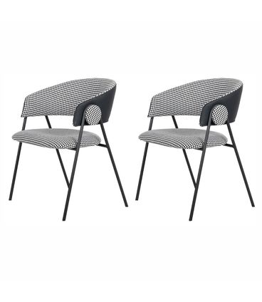 Kit 02 Cadeiras Toulouse Preto Pied de Poule Base Preta - 76578