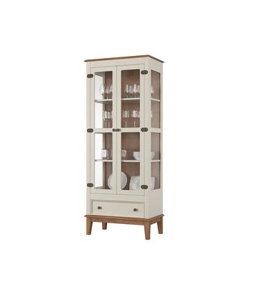 Cristaleira Bia 2 Portas e 1 Gaveta Off White C/ Amêndoa 73cm - 71977