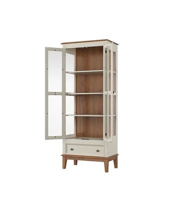 Cristaleira Bia 2 Portas e 1 Gaveta Off White C/ Amêndoa 73cm - 71977