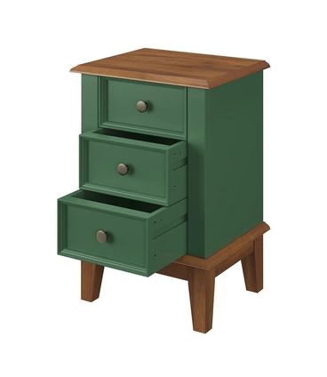 Mesa de Cabeceira Filipa 3 Gavetas cor Verde 42cm - 64407