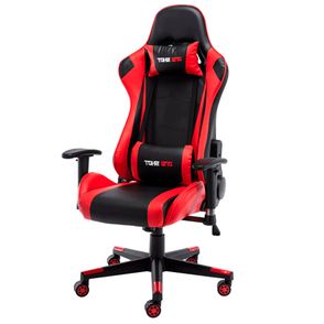 Cadeira Gamer One Shot Corino Preto e Vermelho Base e Rodízio Nylon - 76622