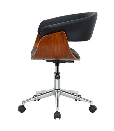 Cadeira Turim Corino Preto Base Cromada Com Rodízio - 76671