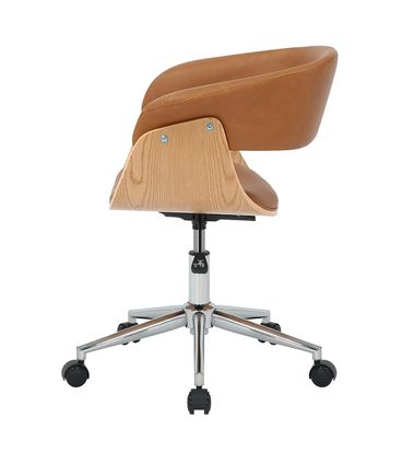 Cadeira Turim Corino Caramelo Base Cromada Com Rodízio - 76672