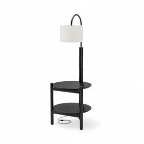 Mesa de Cabeceira Olaria Com Luminaria Cor Preto 140cm - 76709