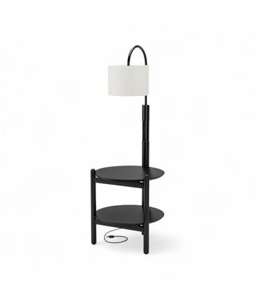 Mesa de Cabeceira Olaria Com Luminaria Cor Preto 140cm - 76709