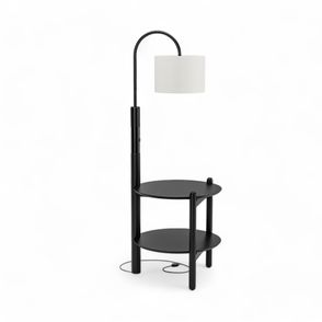 Mesa de Cabeceira Olaria Com Luminaria Cor Preto 140cm - 76709