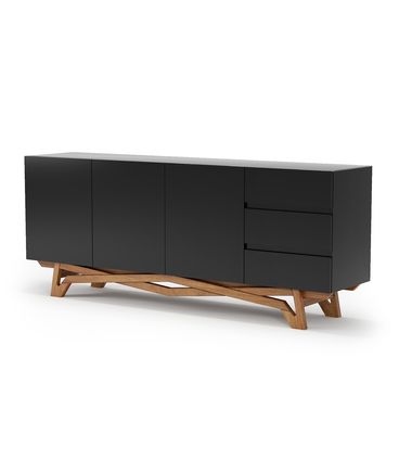 Buffet Alfenas Preto Base Champagne 200cm - 76725