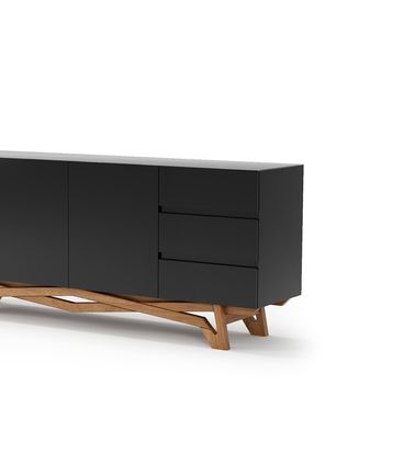 Buffet Alfenas Preto Base Champagne 200cm - 76725