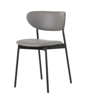 Kit 02 Cadeiras Agatha PU Cinza Base Em Aço Preta - 76774