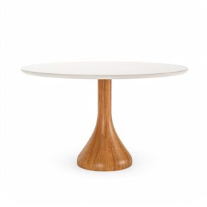 Mesa Jantar Maribela Redonda Cor Champagne Com Vidro Branco 100cm - 76776