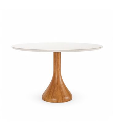 Mesa Jantar Maribela Redonda Cor Champagne Com Vidro Branco 100cm - 76776
