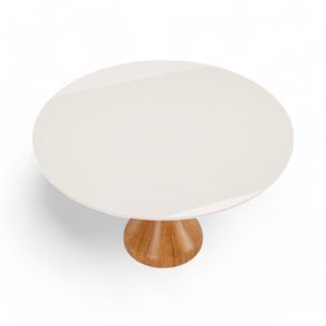 Mesa Jantar Maribela Redonda Cor Champagne Com Vidro Branco 100cm - 76776