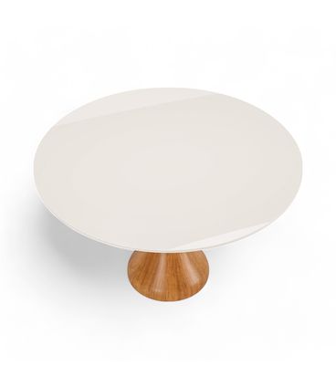 Mesa Jantar Maribela Redonda Cor Champagne Com Vidro Branco 100cm - 76776