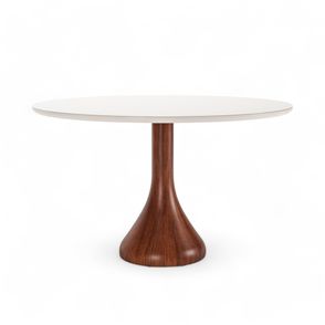Mesa Jantar Maribela Redonda Cor Castanho Com Vidro Branco 100cm - 76777