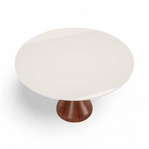 Mesa Jantar Maribela Redonda Cor Castanho Com Vidro Branco 100cm - 76777