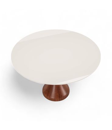 Mesa Jantar Maribela Redonda Cor Castanho Com Vidro Branco 100cm - 76777