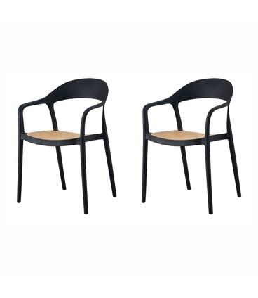 Kit 02 Cadeiras Lia com Braços PP Preto - 76779