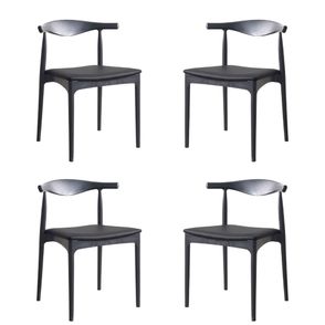 Kit 04 Cadeiras Cora PP Preto Assento Corino Preto - 76782