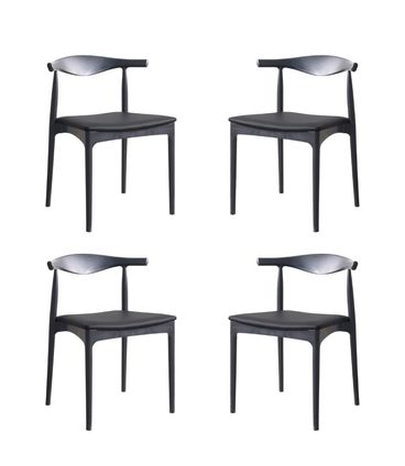 Kit 04 Cadeiras Cora PP Preto Assento Corino Preto - 76782