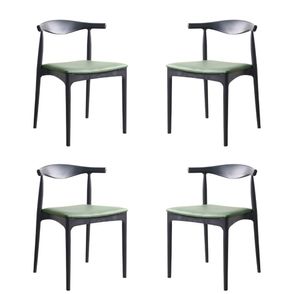 Kit 04 Cadeiras Cora PP Preto Assento Corino Verde - 76783