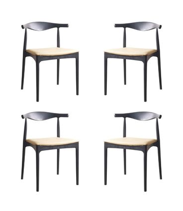 Kit 04 Cadeiras Cora PP Preto Assento Corino Fendi - 76785