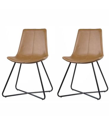 Kit 02 Cadeiras Brenda Corino Caramelo Base Preta - 76796