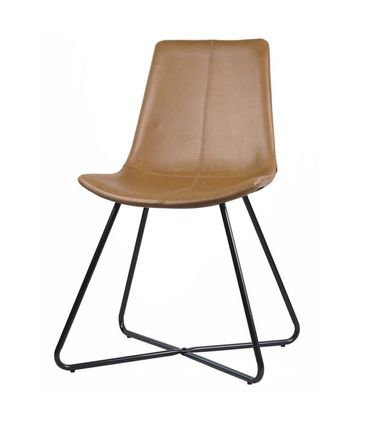 Kit 02 Cadeiras Brenda Corino Caramelo Base Preta - 76796