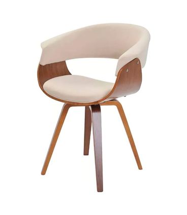 Cadeira Betina Giratória em Linho Creme Base Madeira - 64437