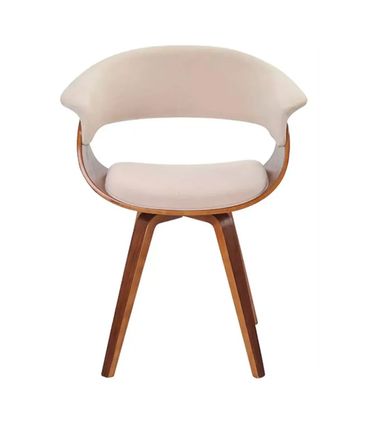 Cadeira Betina Giratória em Linho Creme Base Madeira - 64437