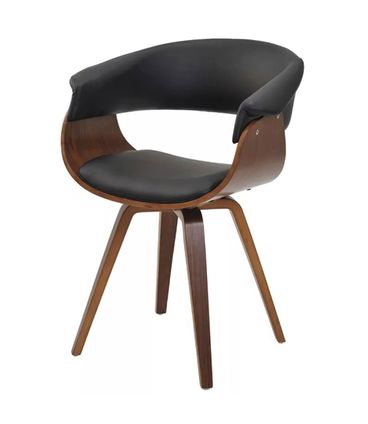 Cadeira Betina Giratória em Corino Preto Base Madeira - 64438