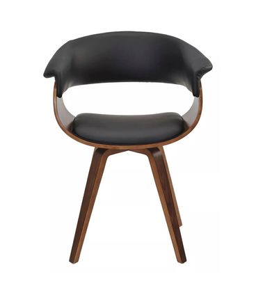 Cadeira Betina Giratória em Corino Preto Base Madeira - 64438