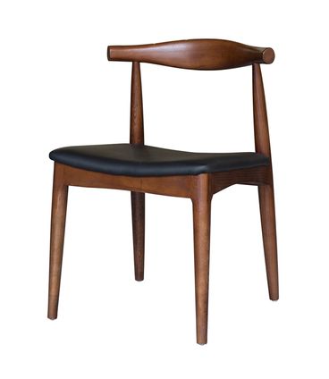 Cadeira Carina Assento Corino Preto Madeira Escura - 11490