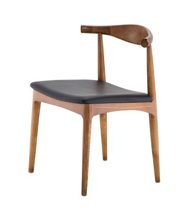 Cadeira Carina Assento Corino Preto Madeira Natural - 23843
