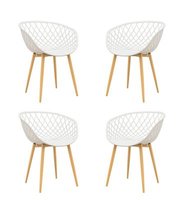 Kit 04 Cadeiras Clarice Assento Branco Base Metal - 76820