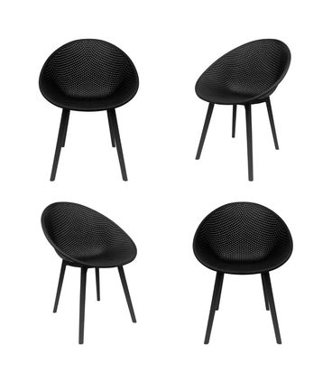 Kit 04 Cadeiras Drops Polipropileno Preto - 76828