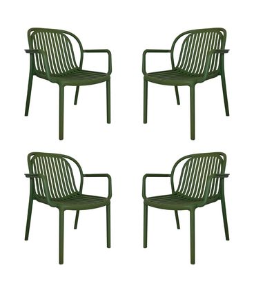 Kit 04 Poltronas Gávea Polipropileno Verde - 76830