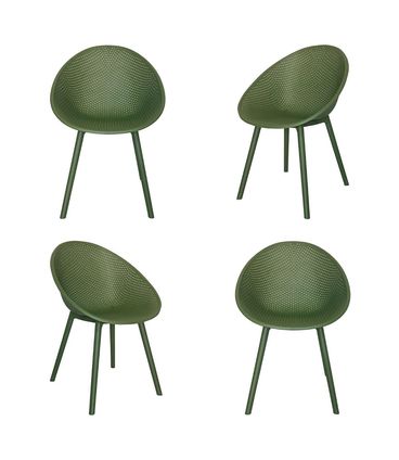 Kit 04 Cadeiras Drops Polipropileno Verde - 76832