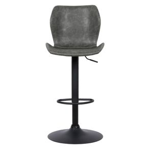 Banqueta Itajaí PU Cinza Chumbo Base Disco Preta - 76858