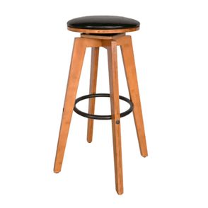 Banqueta Linhares PU Preto Base Madeira - 76869