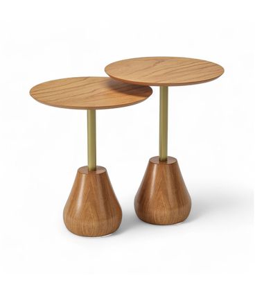 Conjunto de Mesa Auxiliar Arinos Champagne Haste Dourado - 76877