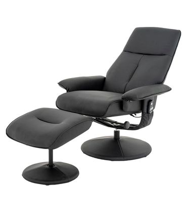 Poltrona de Massagem Nebraska Com Puff Corino Preto - 76899